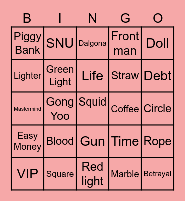 #FASquidGamesAndChill2021 Bingo Card