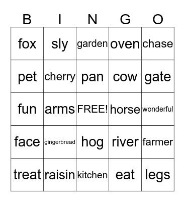 Gingerbread Man Christmas Poem Bingo Card