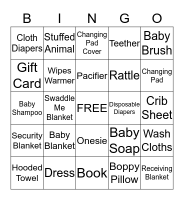 Brittany's Baby Shower Bingo Card