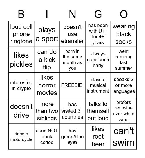 U11 HALLOWEEN BINGO Card