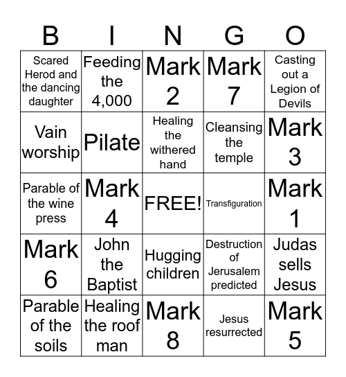 Mark Bingo Card