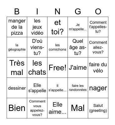 Getting To Know You Bingo Card