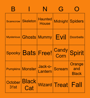 Halloween Bingo Card