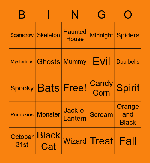 Halloween Bingo Card