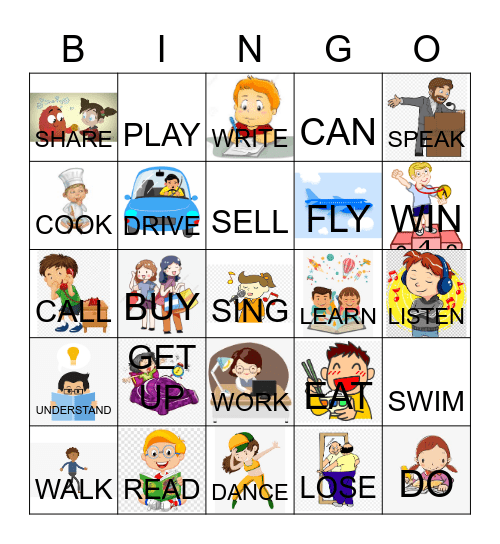 VERBS Bingo Card