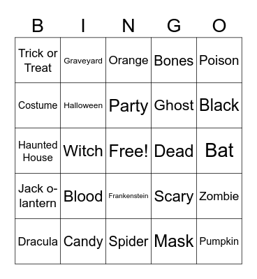 ASL Halloween Bingo Card