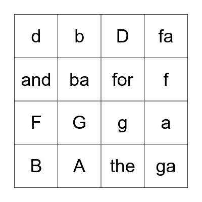 Fall Letter Bingo Card