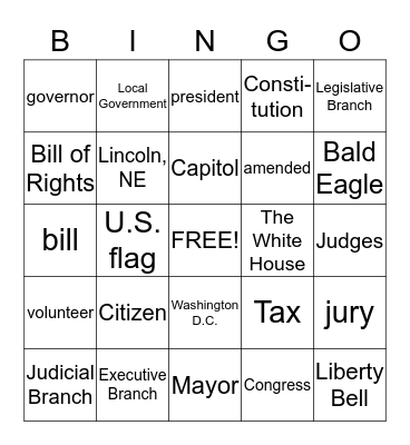 government Bingo Card
