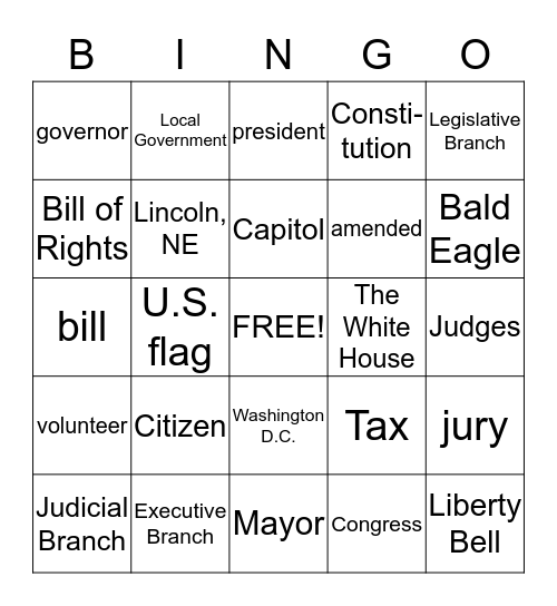 government Bingo Card