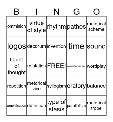 Silva Rhetoricae Bingo Card