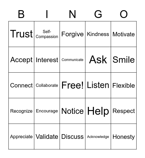 Compassion Bingo Card