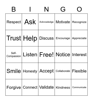 Compassion Bingo Card