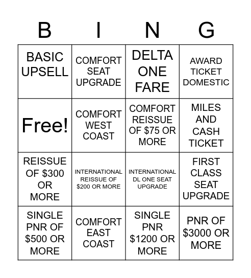 POWER BLAST BINGO Card