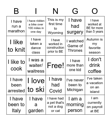 BEYON EFFICIENCY BINGO Card