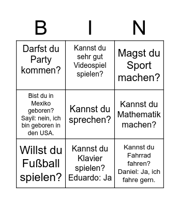 Bingo Gabriel Bingo Card