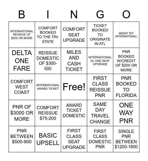 POWER BLAST BINGO Card