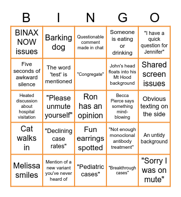 Weekly HS Call Bingo Card