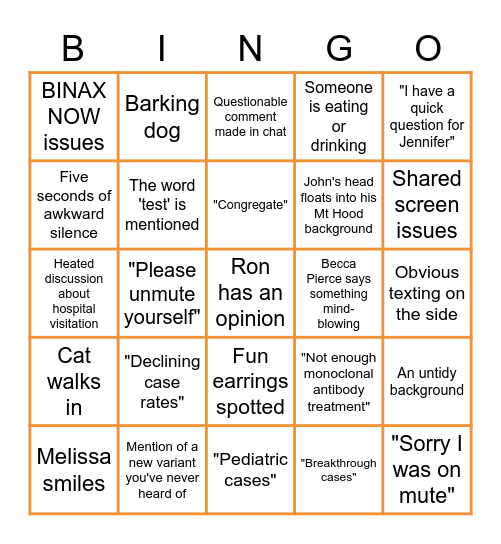 Weekly HS Call Bingo Card