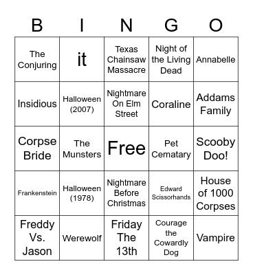 Spooky Bingo Card