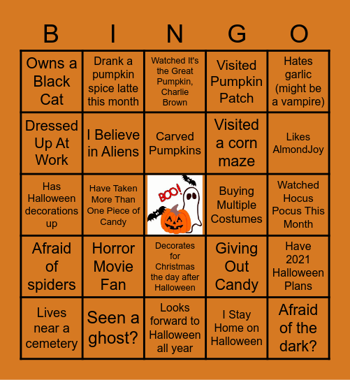 👻  HALLOWEEN BINGO!  🎃 Bingo Card