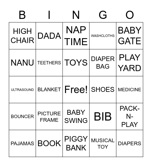 BABY SHOWER Bingo Card