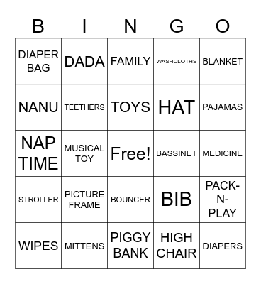 RAJVI'S BABY SHOWER Bingo Card