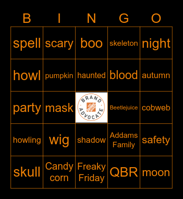 Spooky Boo-Advocate Bingo Card