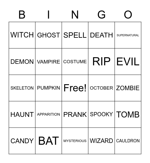 HALLOWEEN Bingo Card