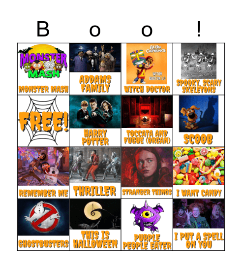 Halloween Sing-O Music Therapy 2022 Bingo Card