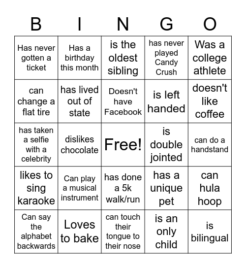 Find Someone Who... Bingo Card