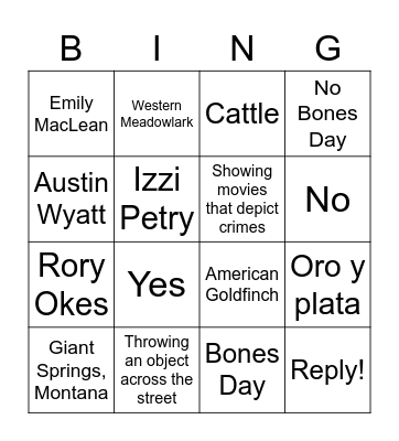 Completely and Utterly Random Bingo Card