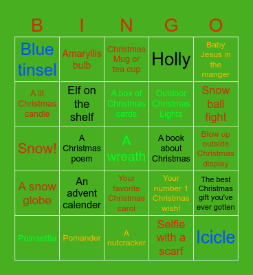 The 12 days of Christmas Bingo Card