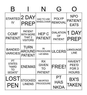 GI NURSES WEEK BINGO Card