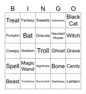 Halloween Bingo Card
