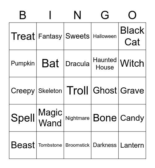 Halloween Bingo Card