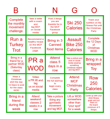 Mountaineer CrossFit Bingo Card