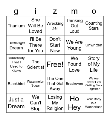 Covers Bingo Card