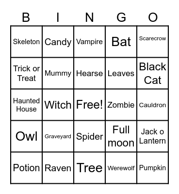 Halloween Bingo Card