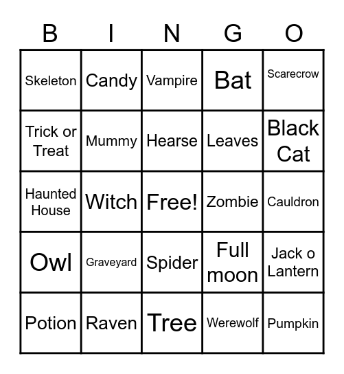 Halloween Bingo Card