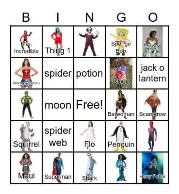 Halloween Costumes Bingo Card