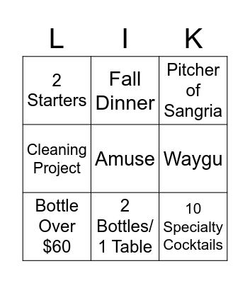 Locale Service Bingo Card