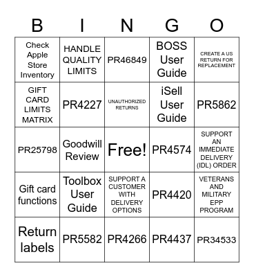 Name That PR Bingo Card