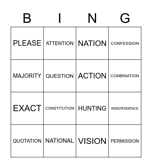 BINGO WEEK 4 TERM 4 Bingo Card