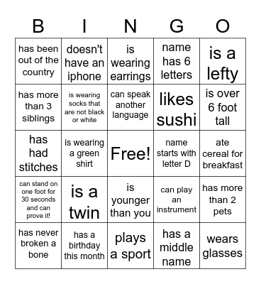FIND SOMEONE WHO... Bingo Card