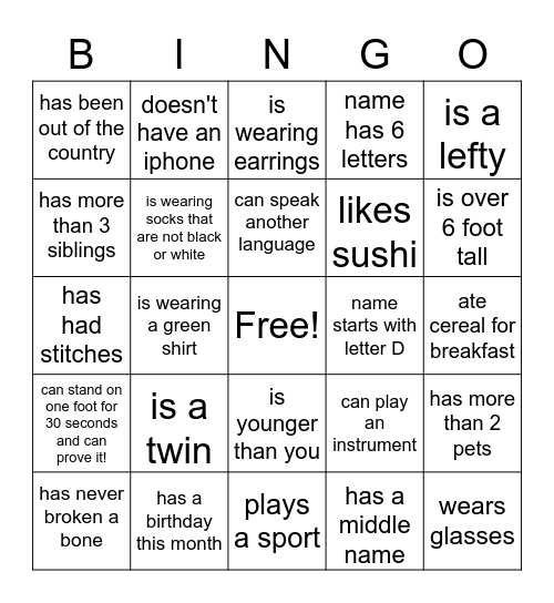 FIND SOMEONE WHO... Bingo Card