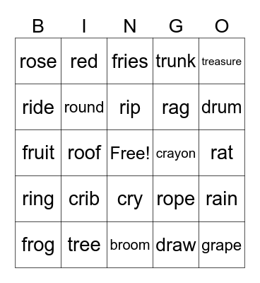 R BINGO Card