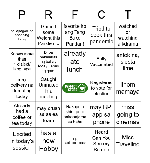 PERFECT STORE BINGO Card