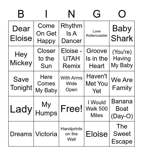 Baby Shower Fun Bingo Card