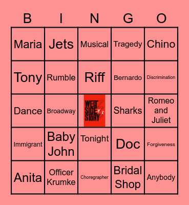 West Side Story Bingo Card