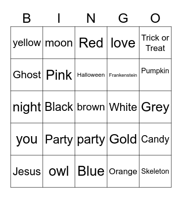 ASL Halloween Bingo Card